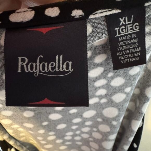 Rafaella XL Sleeveless Cowl Neck Top Black White Polka Dot Stretch Blouse - Picture 3 of 5